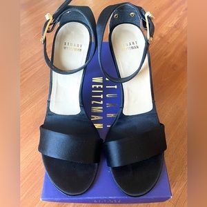 Stuart Weitzman - Black Daniella Satin Heel 7.5